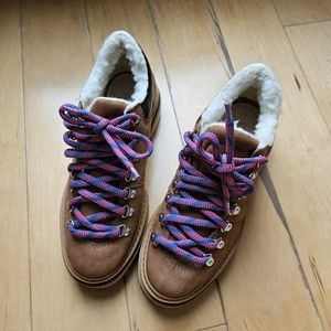SCHUTZ Lucille Tan Suede Shearling Hike Boots